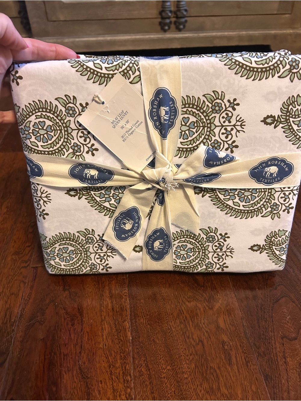 John Robshaw queen duvet cover Nilay leaf floral pattern 100% organic cotton NWT - Picture 5 of 6